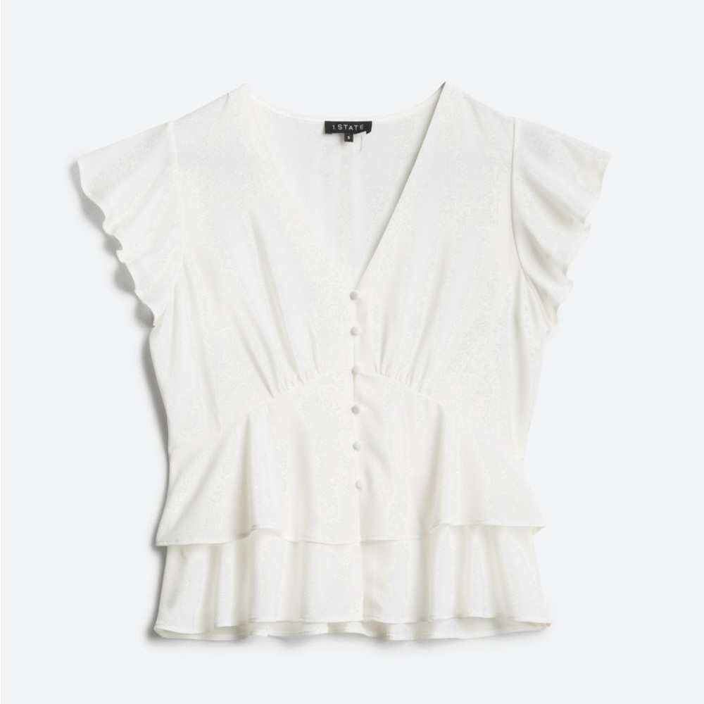 1. STATE Henry Flutter Sleeve Button Front Blouse - Size Large
